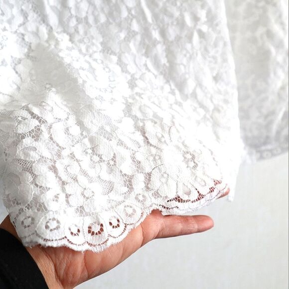 MADEWELL White Lace Front Scallop Trim Tee - Picture 7 of 8